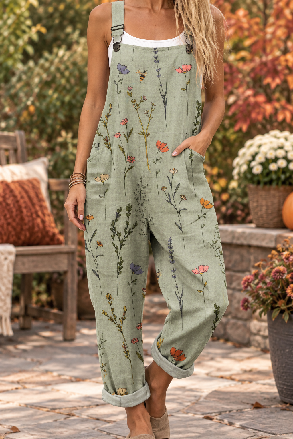 Comfortable Printed Overalls