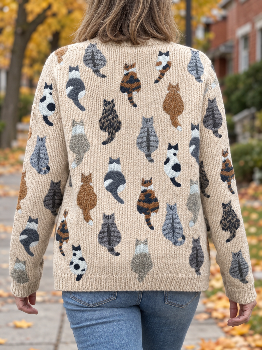 Zaira | Artistic cardigan with cats