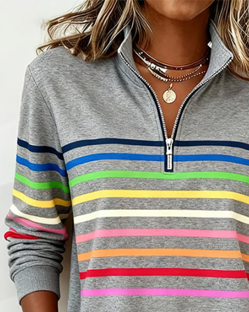 Maggie | Striped Half-Zip Pullover