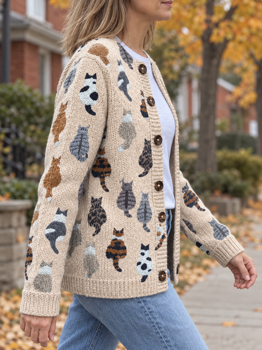 Zaira | Artistic cardigan with cats