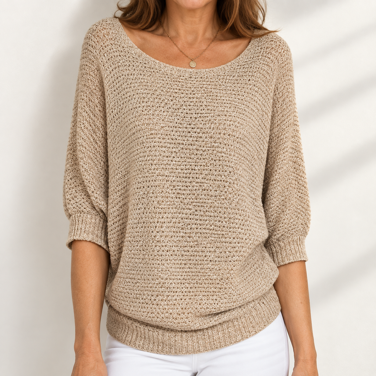 Three-quarter Sleeve Pullover Sweater