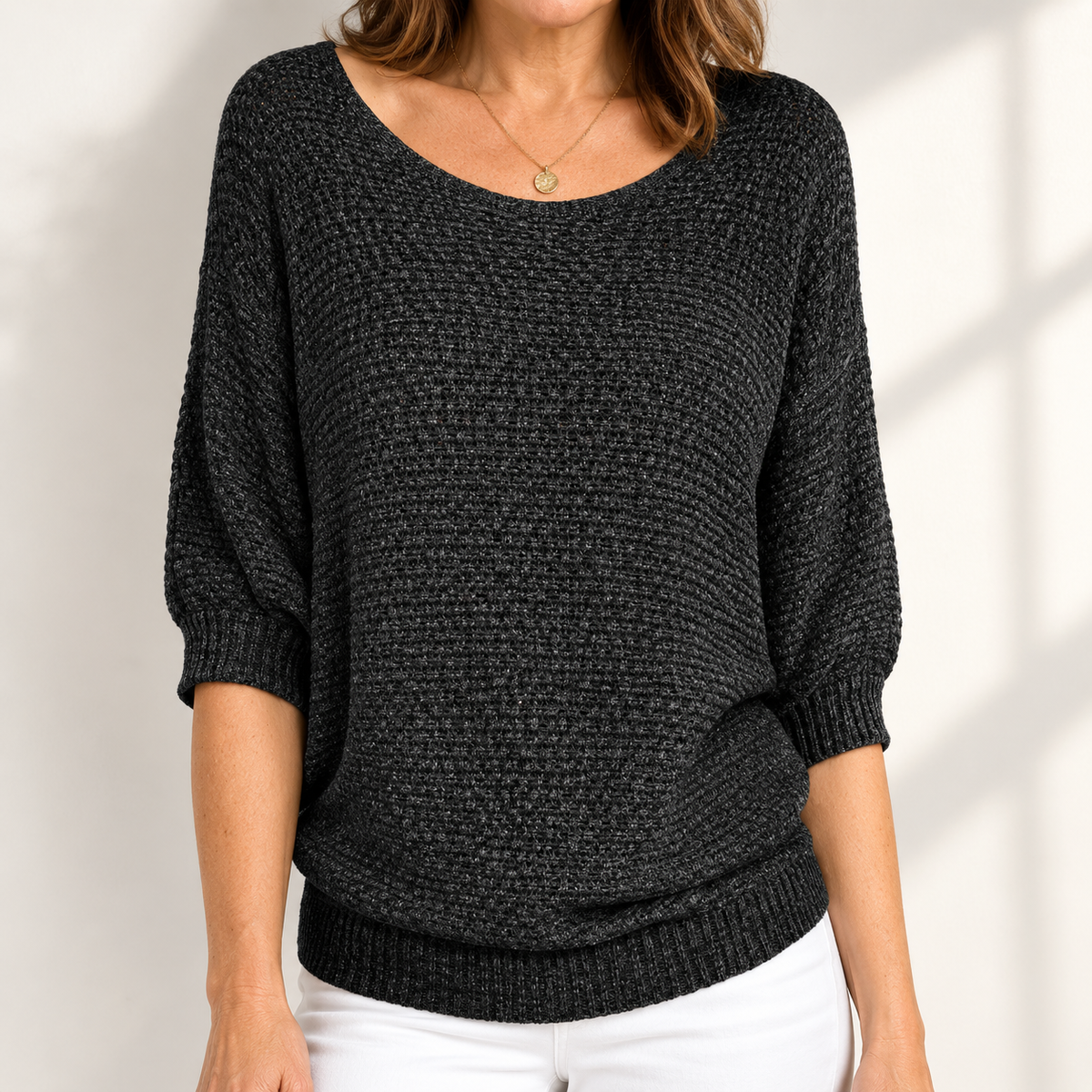 Three-quarter Sleeve Pullover Sweater