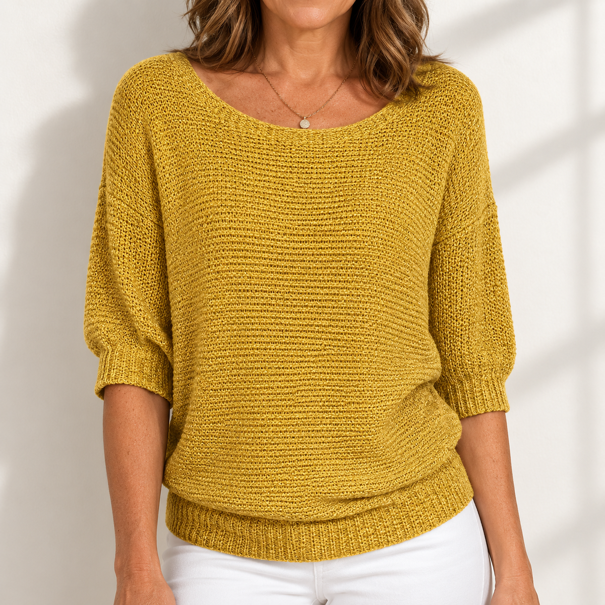 Three-quarter Sleeve Pullover Sweater