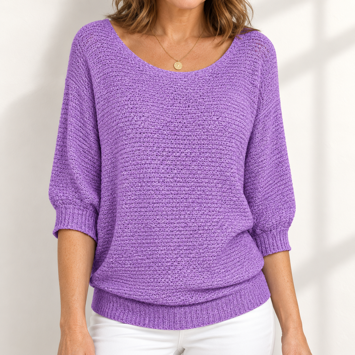 Three-quarter Sleeve Pullover Sweater