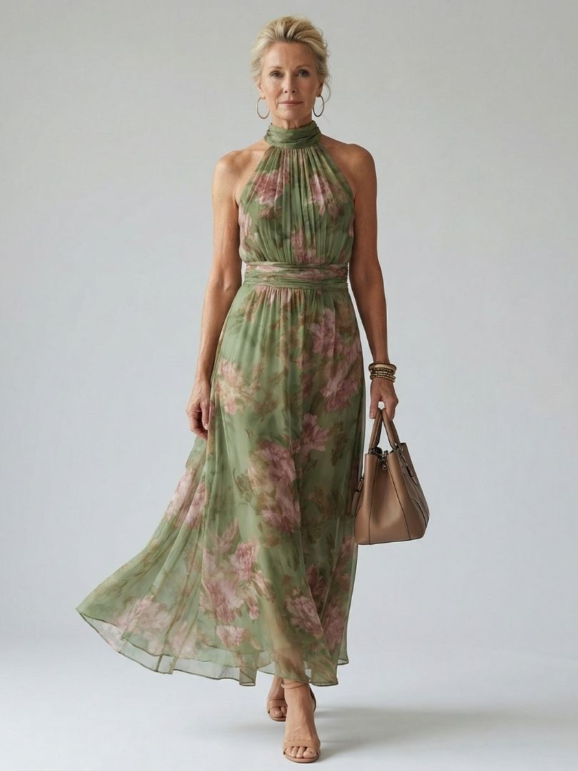 Tallulah | Gathered Halter Midi Dress
