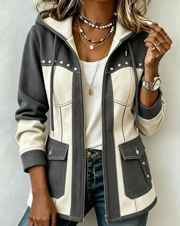 Veronica | Two-Material Hooded Jacket