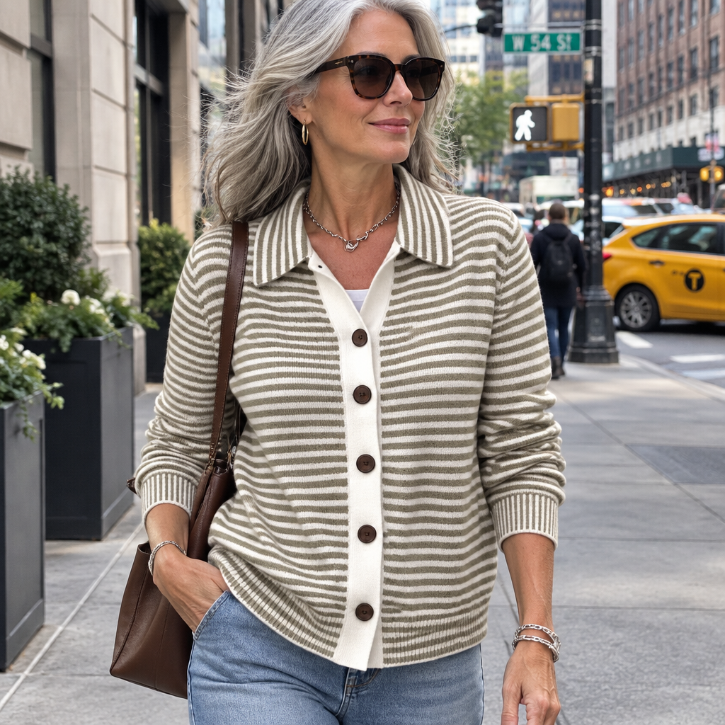 Nola™ Striped Button Cardigan
