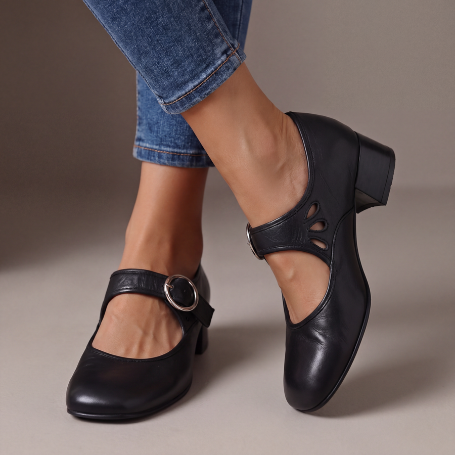 Marion | Comfortable Heels with Strap and Wide Heel