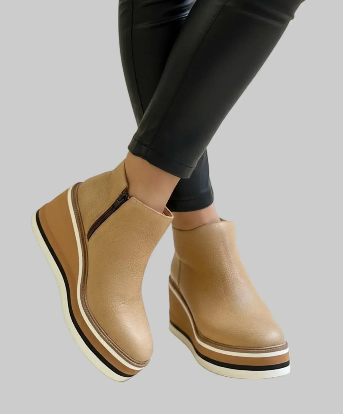 Colombe | Wedge Ankle Boots with Zipper Closure