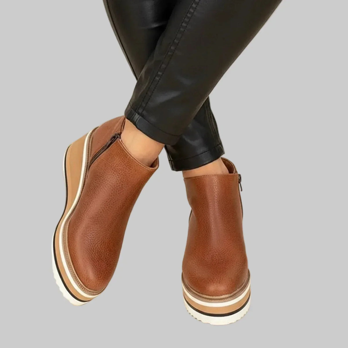 Colombe | Wedge Ankle Boots with Zipper Closure