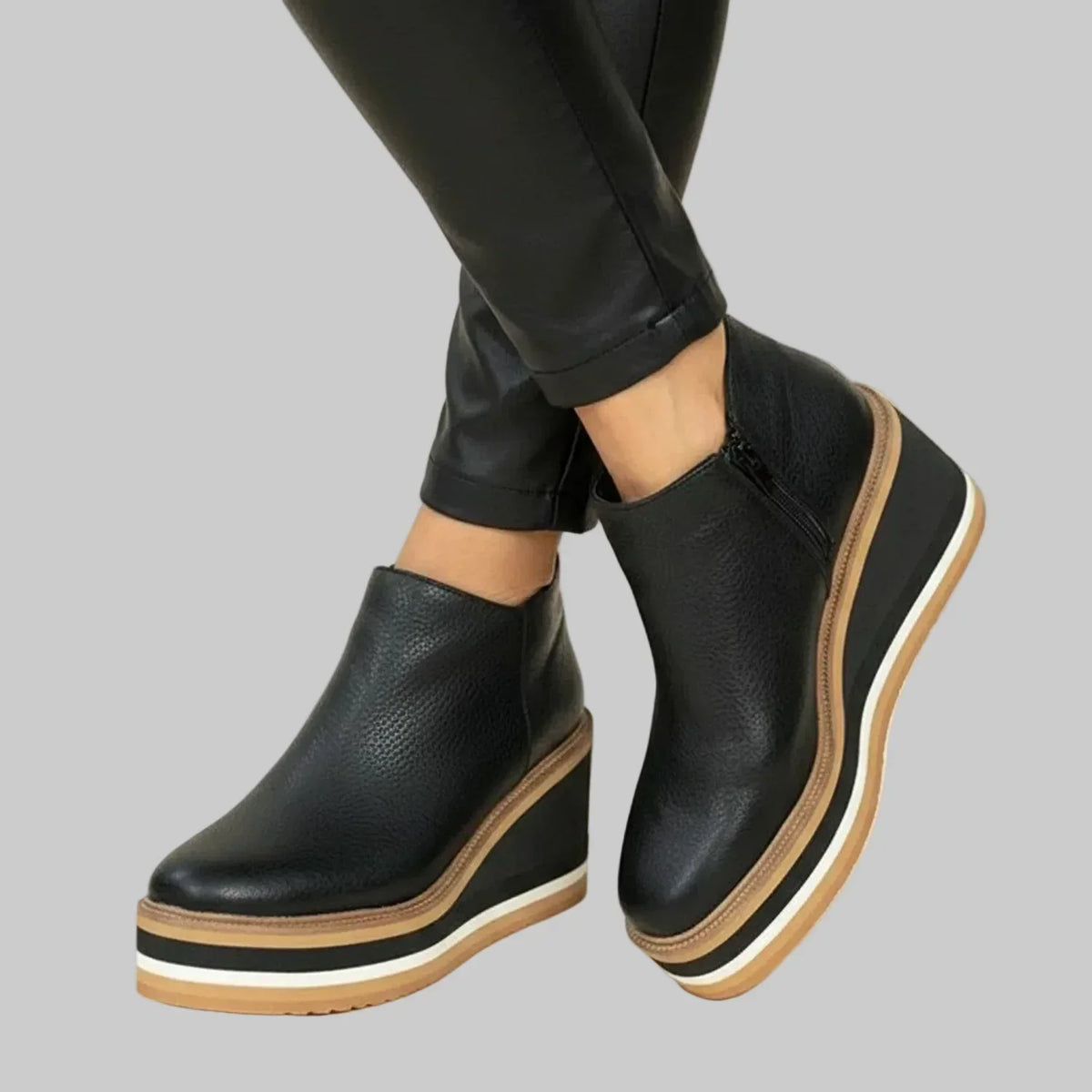 Colombe | Wedge Ankle Boots with Zipper Closure