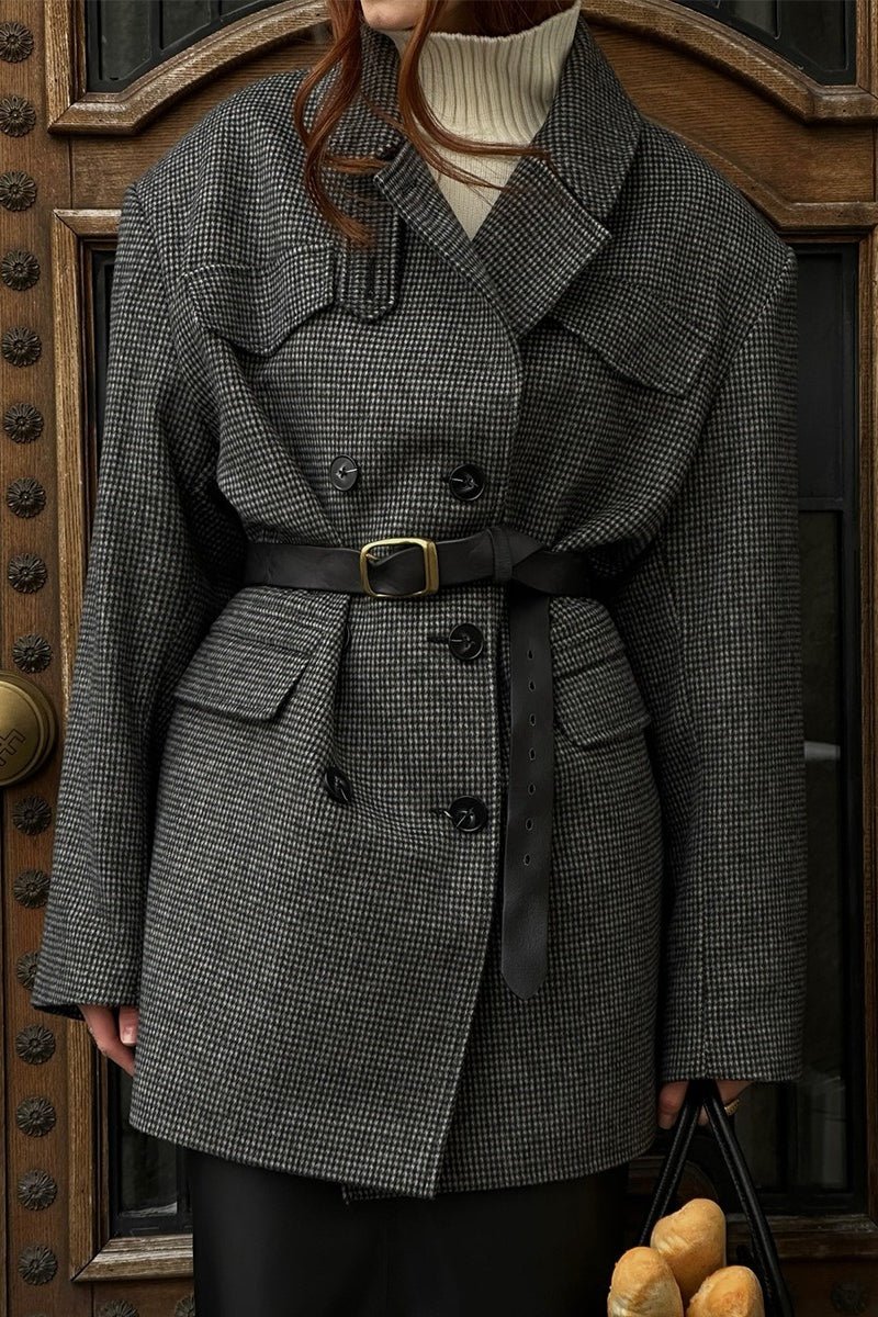 Alexandra Houndstooth Long Coat