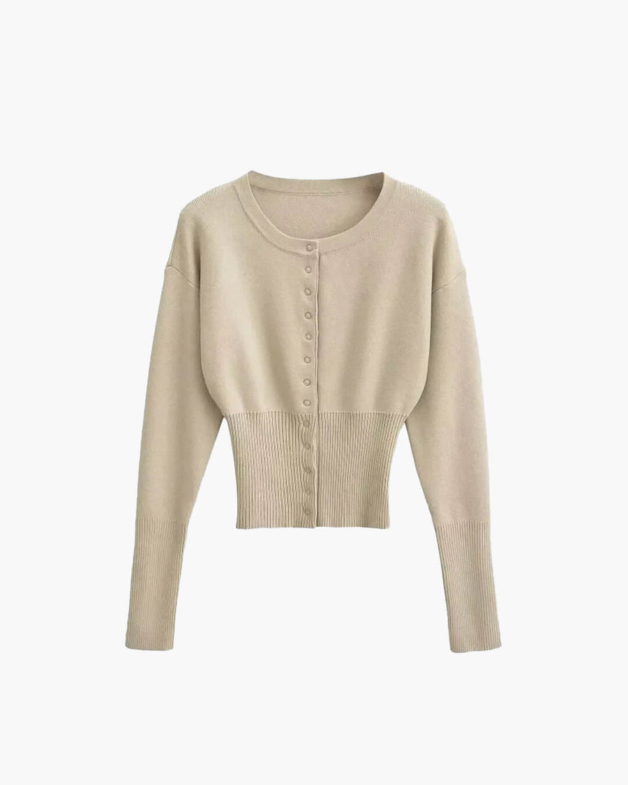 Alice Cardigan Sweater with Round Neck