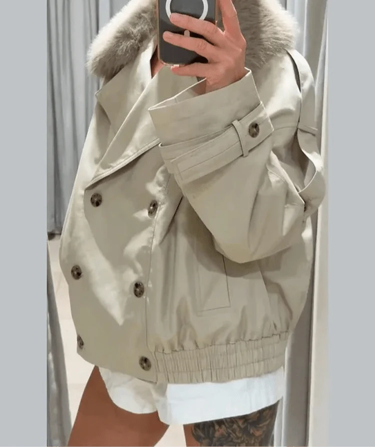 Camille Trench Coat with Faux Fur