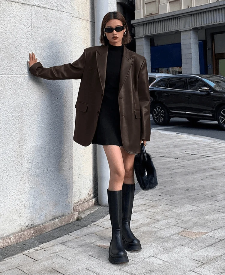 Charice Oversized Vegan Leather Blazer