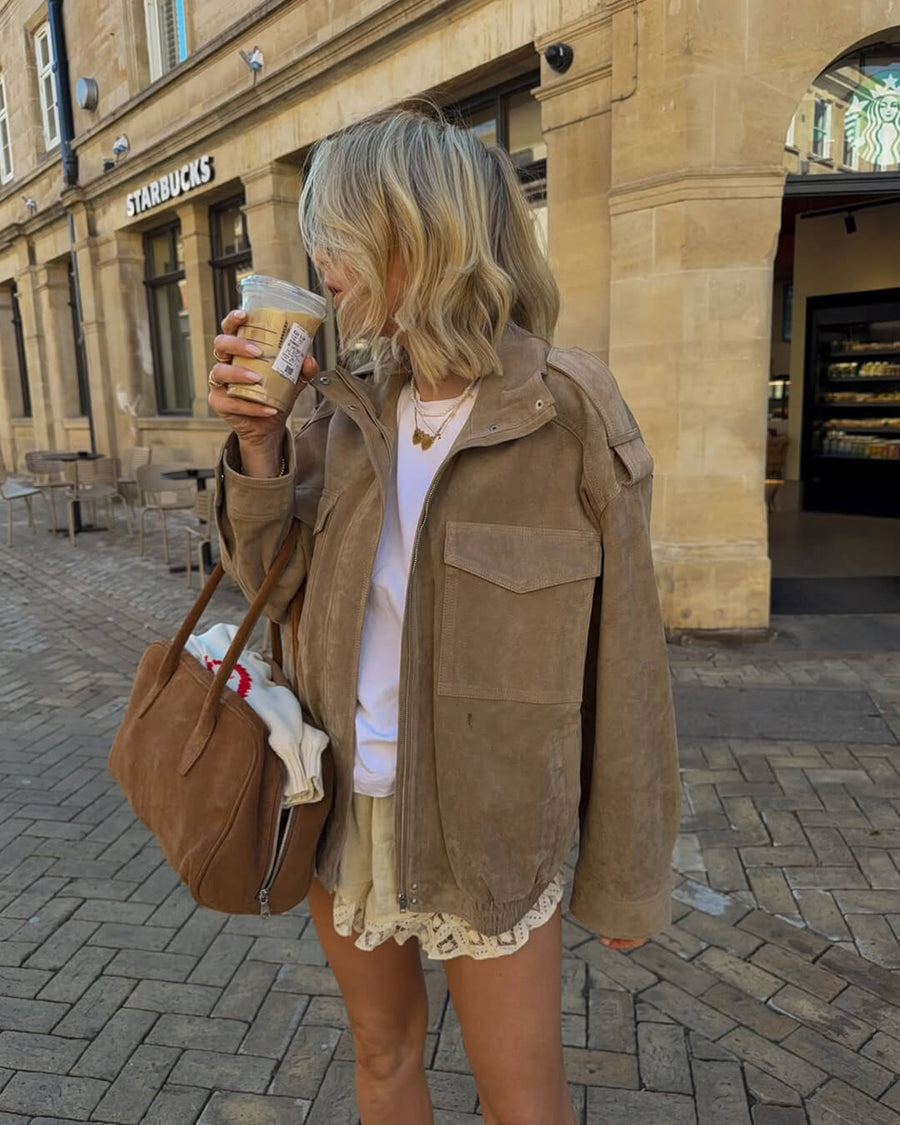Greta Suede Moto Jacket