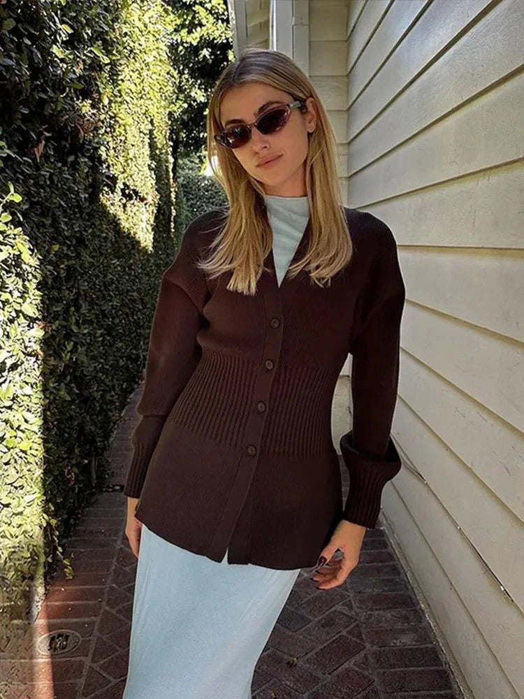 Hazel Waisted V-Neck Cardigan