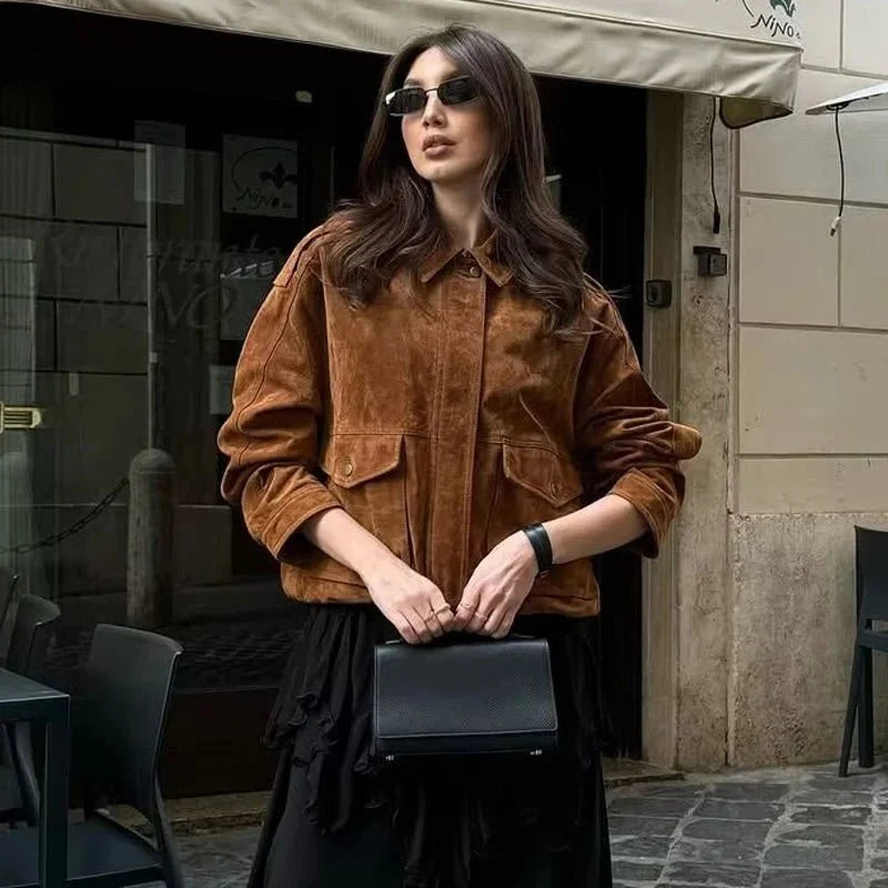 Jen Suede Bomber Jacket