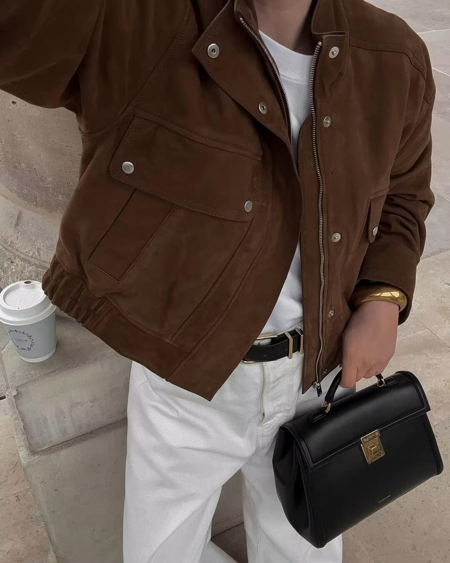 Lana Suede Bomber Jacket