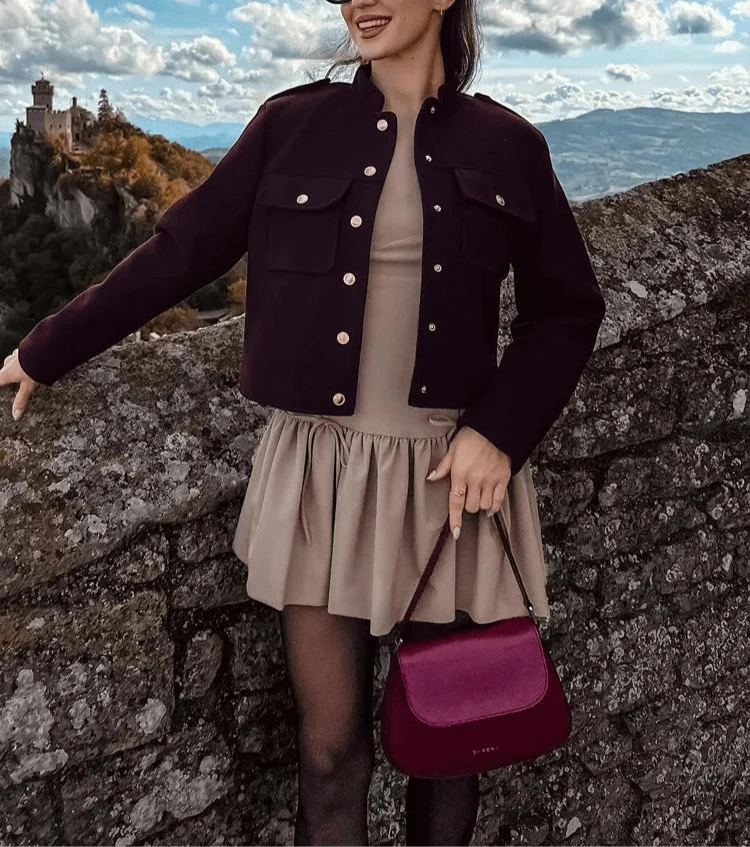 Leah Bomber Jacket with Golden Details