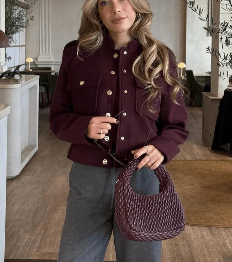 Leah Bomber Jacket with Golden Details