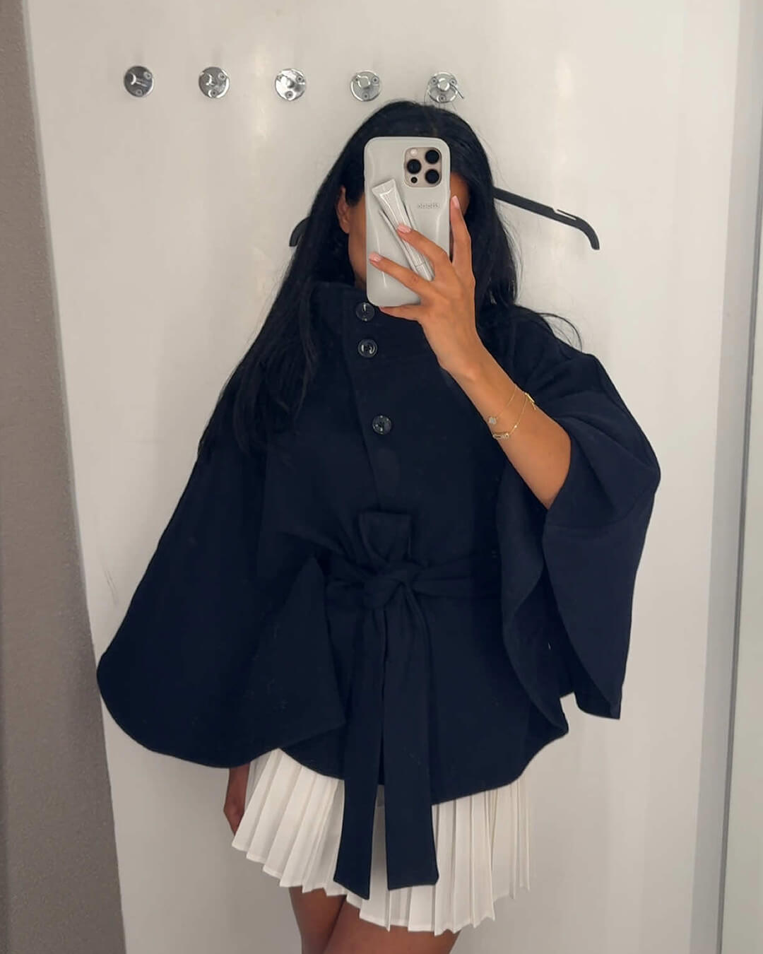 Marianne High-Neck Belted Cape Jacket