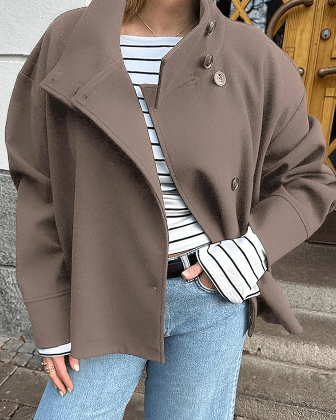Rosalia Elegant Jacket with Stand Collar
