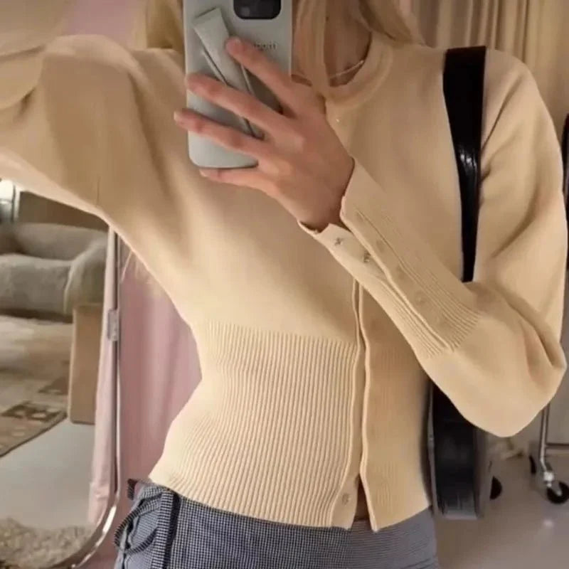 Alice Cardigan Sweater with Round Neck