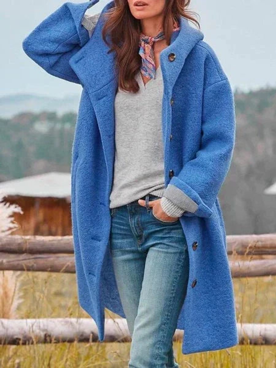 Eleanor | Long Hooded Coat with Buttons